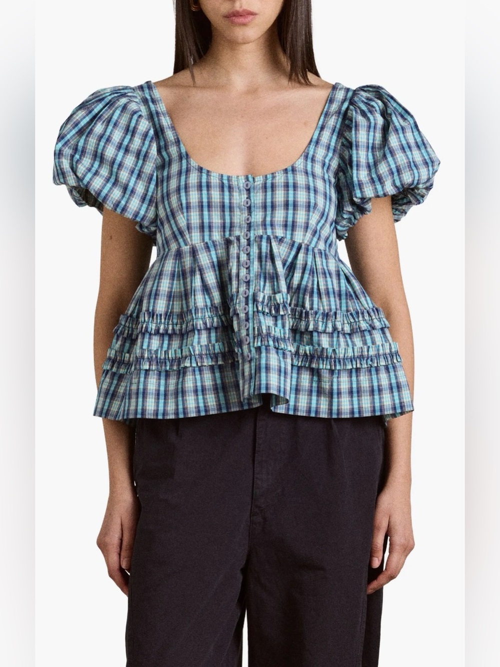NWT Damson Madder Summer Joy Blouse In Plaid